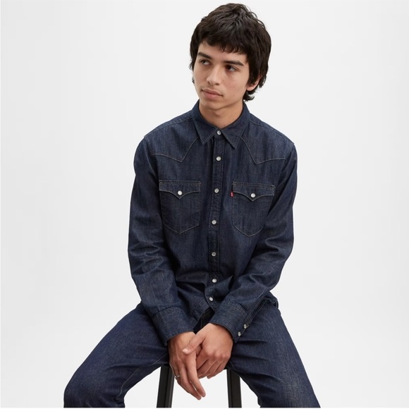 LEVIS Men's Barstow Western Denim Shirt Size Medium MSRP $79.50 - Picture 3 of 15